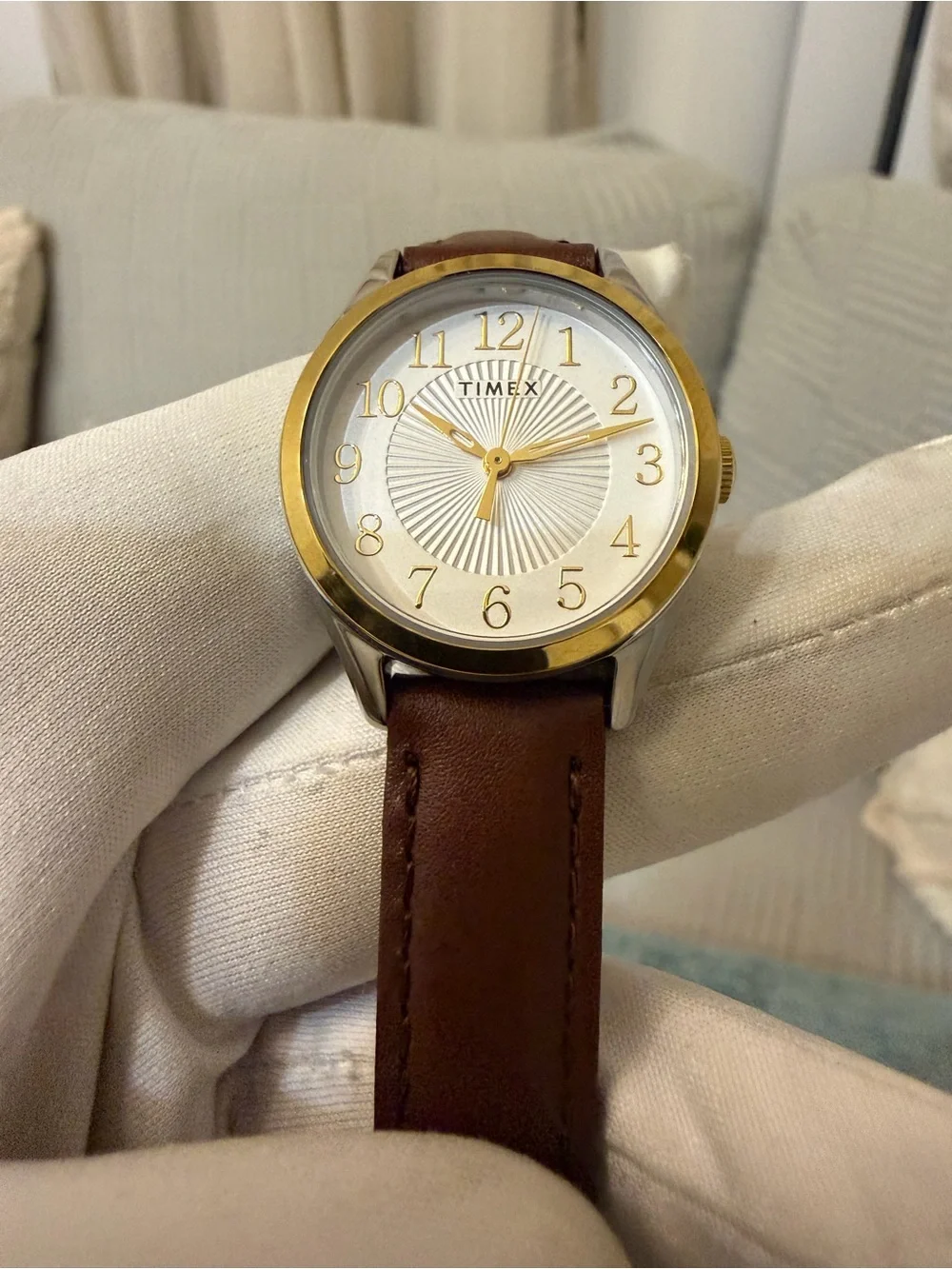 Timex Main Street TW2T66700 Women’s Two-Tone Watch Brown Leather 28mm NWOT